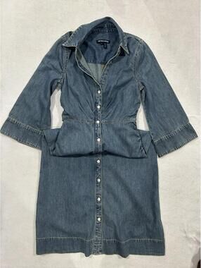 Veronica Beard Denim Shirt Dress Size 2 Blue Collared Button Front Long Sleeve